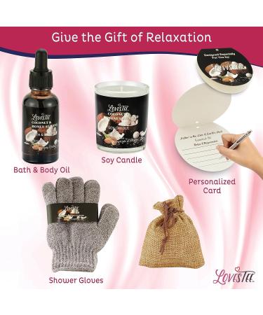 Women's 9 Pc Coconut & Honey Almond Bath Spa Gift Set - Bubble Bath, Body Wash, Lotion, Oil, Candle, Lavender Sachet - Pampering Spa Basket for Holiday, Birthday, Mothers Day - Buy Online on GoSupps.com