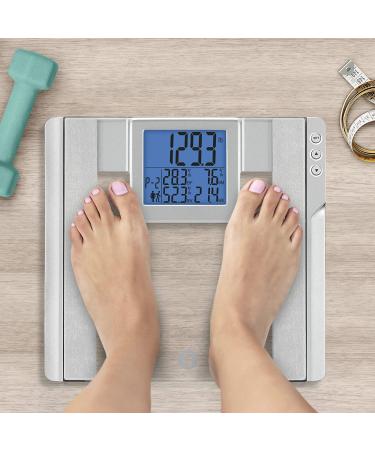 WW Scales by Conair Body Analysis Glass Bathroom Scale - 4 User Memory, 400 Lbs. Capacity, Silver with Blue Backlight - Buy Online on GoSupps.com