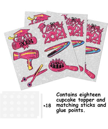 18pcs Pink Glitter Hairstylist Dessert Cupcake Topper Congrats I Survived Cosmetology School Theme Decorations Boys Girls 2024 College Graduation Party Decor Supplies - Buy Online on GoSupps.com