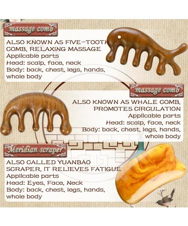Tyxhxtf Massage Comb Set - 2 Wide Tooth Gua Sha Stones & Round Tooth Comb for Fatigue Relief | Ideal Massage Tool for Men & Women - Buy Online on GoSupps.com