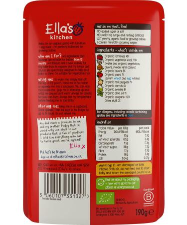 Ella's Kitchen Organic Tomato-y Pasta with Veggies 10 Months | 190g - Buy Online on GoSupps.com