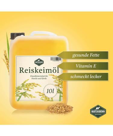 Martenbrown Rice Kim Oil 10L for Horses Dogs & Donkeys | Dietary Supplement for Dry & Canned Food | BARF Oil in Practical Canister - Buy Online on GoSupps.com