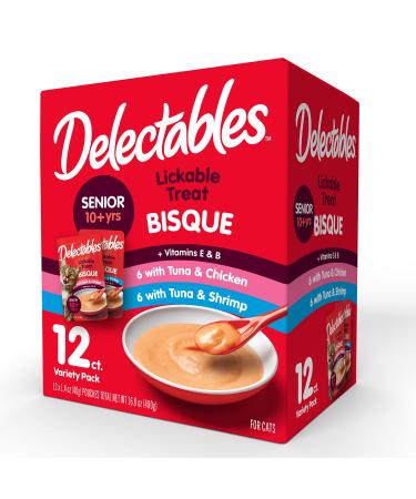 Hartz Delectables Bisque Senior Lickable Wet Cat Treats, Multiple Flavors Variety 12 Count (Pack of 1)