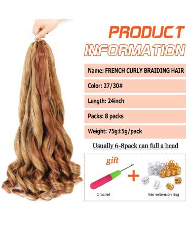Buy French Curls Braiding Hair - 8 Pack Pre-Stretched 24 Inch Loose Wave Extensions (27/30#) - Premium Synthetic Curly Hair for International Shipping - Buy Online on GoSupps.com