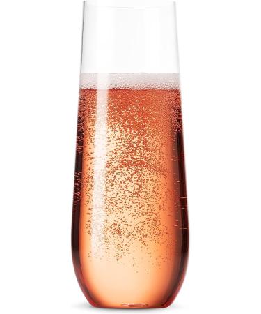 Munfix 48 Pack Stemless Plastic Champagne Flutes - 9 Oz Clear Disposable Glasses, Shatterproof, Recyclable & BPA-Free - Buy Online on GoSupps.com