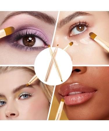 Double Lip Brush & Eyeliner Brush Set | Retractable Gold Makeup Brushes for Lips & Eyes - Buy Online on GoSupps.com
