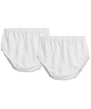City Threads Girls' & Boys' Cotton Basic Diaper Covers Made in USA 2T White/White