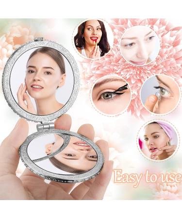 Blulu Flower Compact Mirror for Purse - Retro Floral Pocket Makeup Mirror for Women - Portable Travel Mirror (Silver Edge) - Buy Online on GoSupps.com