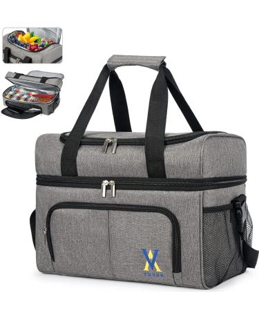 Insulated Cooler Bag - Leakproof Soft Cooler Portable Double Decker Cooler Tote, 36-Can Lunch Cooler for Trip, Picnic, Beach, Sports