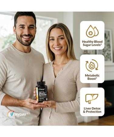 EVERYDAY NUTRITION Dihydroberberine GlucoVantage 200mg | Highly Bioavailable Berberine Supplement with Ceylon Cinnamon & Milk Thistle | Non-GMO | 60 Veggie Capsules - Buy Online on GoSupps.com