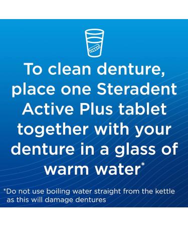Steradent Active Plus Denture Cleaner - 30 Count Pack - Daily Cleaning Solution - Buy Online on GoSupps.com