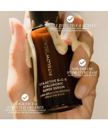 Fitglow Beauty Vita Active B+C+E Hyaluronic Super Serum | Radiance-Boosting & Anti-Aging | Evens Tone Improves Luminosity Firms & Enhances Elasticity | Plant-Powered Antioxidant Complex | 30ml - Buy Online on GoSupps.com