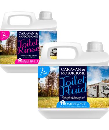 Homefront Caravan and Motorhome Blue 2L and Pink 2L Toilet Chemical Rinse Solution Fluid Cleaner - Eco-Friendly Formaldehyde Free - Up to 20 Treatments per Bottle - Buy Online on GoSupps.com