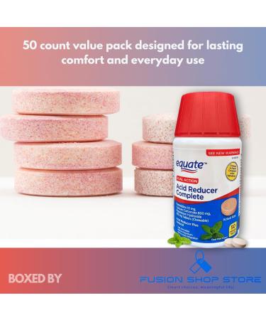 Dual Action Acid Reducer- Mint Chewable Tablets 50 Count (Pack of 1) Boxed by Fusion Shop Store - Buy Online on GoSupps.com