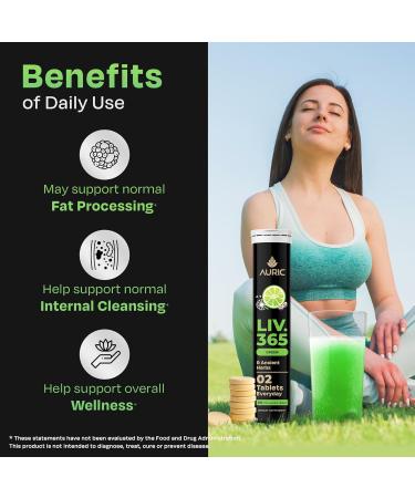 Auric Liv365 Liver Detox Supplement 100 Tablets | Lemon Flavour Advanced Herbal Formula for Liver Health Detox & Cleansing Lemon 20 Count (Pack of 5) - Buy Online on GoSupps.com