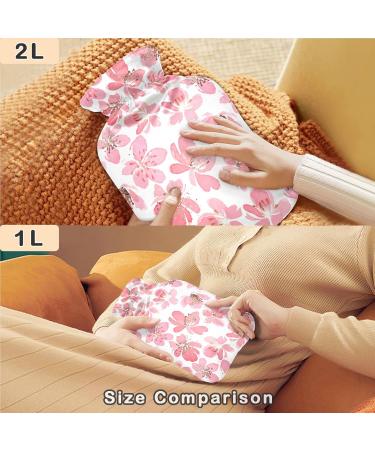 NAANLE 2L Hot Water Bottle with Peach Cherry Blossoms Cover | Relief for Menstrual Cramps Heat & Cold Therapy - Buy Online on GoSupps.com