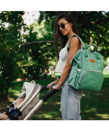 NEVEQ Babilation Wicking Pack: Large Capacity Multi-Compartment Travel Backpack for Diapers - Waterproof Portable with Fan & Baby Flasher - Light Green - Buy Online on GoSupps.com