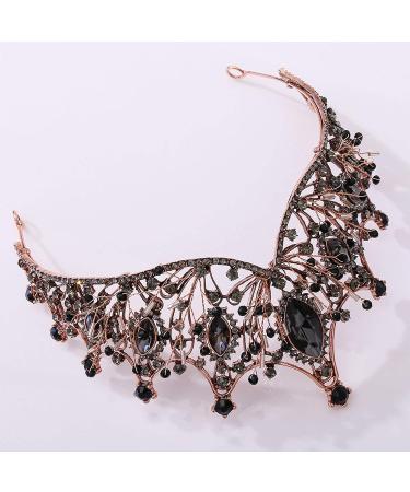 Baroque Queen Crystal Wedding Crown - Black Costume Party Hair Accessory for Women and Girls - Buy Online on GoSupps.com
