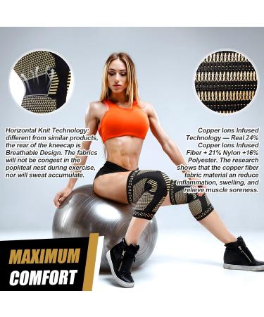 NEENCA Copper Knee Support Brace (Pair) - Premium Compression Sleeve for Knee Pain Relief - Copper Infused Fiber Technology - Ideal for Sports, Arthritis, ACL, Joint Pain - Size M - Buy Online on GoSupps.com