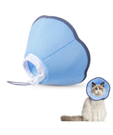 Xialvyu Halskrause cat foldable protective collar adjustable soft cat collar blue restoration collar for cats small dogs after surgery and injuries m