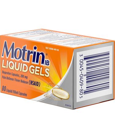 Motrin IB Liquid Gels 200mg, 80 Ct - Pain Reliever for Arthritis, Aches, Headache, Menstrual Cramps - NSAID - Buy Online on GoSupps.com