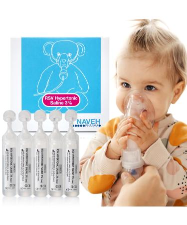 NAVEH PHARMA RSV Gentle Respiratory Relief: Baby-Friendly 3% Hypertonic Saline Solution for Nebulizer | Soothing Inhalation for Little Ones | 25 Vials x 5ml | Easy Clearing of Tiny Lungs & Congestion
