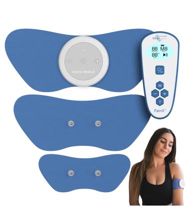 PainX TENS Wireless Tens Unit Muscle Stimulator with EMS - FSA Tens Unit for Back Pain Knee Neck and Face with Remote Control Portable Tens Unit Wireless Rechargeable Electrode Pad Wireless Tens Muscle Stimulator Device Painx Tens Unit