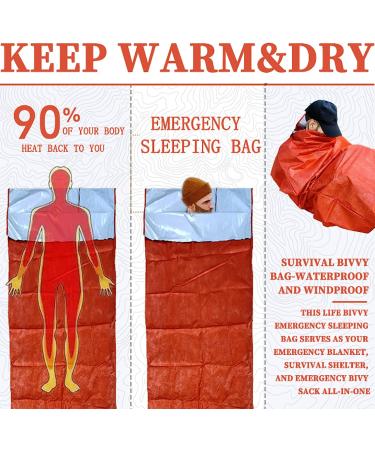 BESTHUNTINER Emergency Sleeping Bag - Lightweight, Waterproof, Reusable Thermal Bivy Sack Shelter Kit - Orange - Buy Online on GoSupps.com