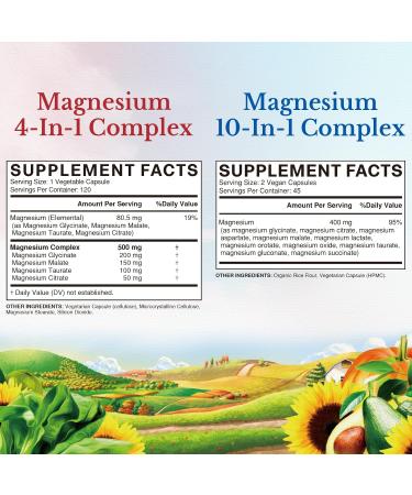 Vitalitown Ultimate Magnesium Bundle (Pack of 2) | Magnesium 4-in-1 Complex (Item 1) & Magnesium 10-in-1 Complex (Item 2) | 120 + 90 Capsules - Buy Online on GoSupps.com