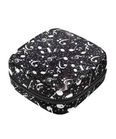 Menstruation pad bag with zipper women's napkin bag tampons collection bags for women and girls (black and white abstract music)
