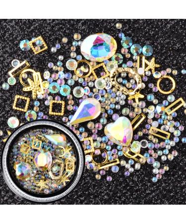 6-Wheel 3D Nail Art Rhinestones Studs Charms Kit - Chameleon Beads & Metal Studs for Punk Nail Art - Micro Caviar Beads Included - Buy Online on GoSupps.com