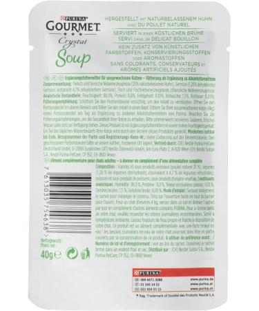 Buy Gourmet PURINA GOURMET Crystal Soup for Cats - Natural Chicken & Vegetables 32 Pack (32 x 40g) - Premium Cat Food Delivered Internationally - Buy Online on GoSupps.com