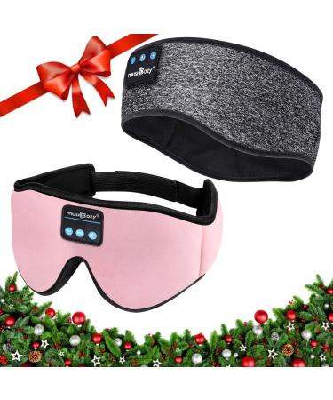 MUSICOZY Sleep Headphones Bluetooth Wireless Sports Headband Sleeping Eye Mask Earbud for Side Sleepers Air Travel Cool Tech Unique Holiday Christmas Gifts Pack of 2