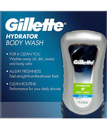 Gillette Hydrator Body Wash for Men 3 Pack Hydrating Body Wash for Dry Skin Fresh Long Lasting Scent Travel Size Toiletries for Gym 1.7 oz Each - Buy Online on GoSupps.com