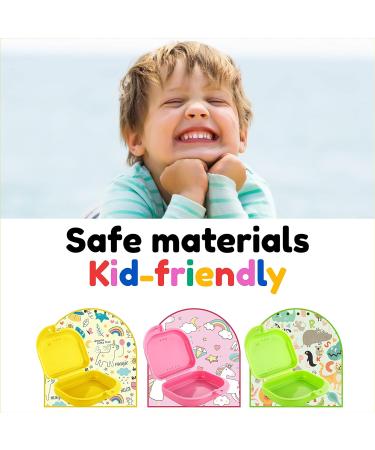 Cute Retainer Holder Case 2 Pack | Funny Cartoon Night Guard Case with Animals and Dinosaurs Patterns | Green Yellow Aligner Case - Buy Online on GoSupps.com