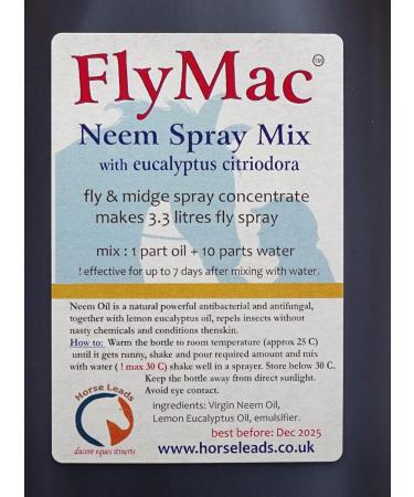 FlyMac Neem & Eucalyptus Spray Concentrate 300ml makes 3.3 ltrs Horse Fly Spray - Buy Online on GoSupps.com