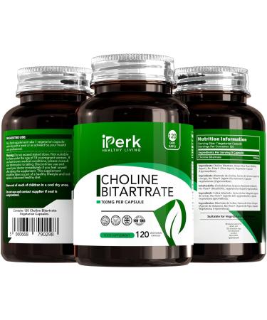 Choline Bitartrate 700mg Nootropic Supplement | 120 Capsules | Non-GMO & Vegetarian Friendly | Made in UK - Buy Online on GoSupps.com