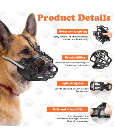 Breathable Basket Muzzle for Large Dogs | Adjustable Dog Muzzle for Barking & Biting Prevention (M: 31-35 cm) - Buy Online on GoSupps.com