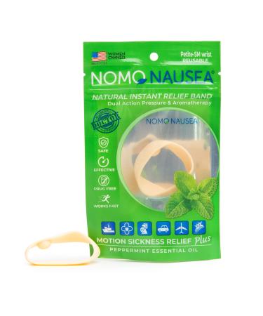 NOMO Anti Nausea Wristband |Instant Relief Band with Peppermint Aromatherapy and Acupressure | Kids to Adult Nausea Band for Motion Sickness | Small Size Wrist (3.5 to 6.2 ) | Nude | Pack of 2