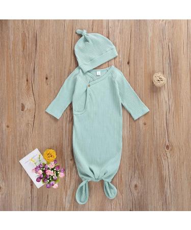 Verve Jelly Baby Gown Long Sleeve Ribbed Nightgown Set - Light Blue | Infant Boy Girl Coming Home Outfit | Newborn Sleeping Bags - Buy Online on GoSupps.com