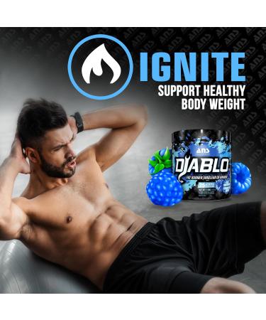 ANS Performance Diablo (35 Servings 4.9 oz) - Energy Powder for Elevated Strength & Stamina - With Added Kinetq Garcinia L Carnitine - Thermogenic Formula - Delicious Flavours (Blue Raspberry) - Buy Online on GoSupps.com