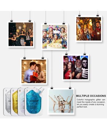 Holographic Face Glitter Gel - Long Lasting Waterproof Mermaid Sequins Makeup for Hair, Face, Body - Rave Festival Glitter - 1.35oz (Laser White #9) - Buy Online on GoSupps.com