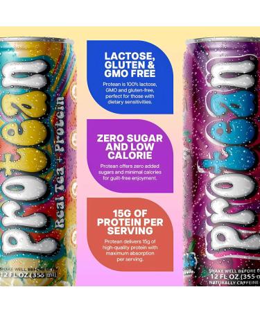 Protean Ready-to-Drink Protein Tea 12-Pack Peach Flavor | ioWhey Whey & Collagen Protein Zero Sugar Lactose-Free Gluten-Free | Protein Tea & Protein Juice Hibiscus Tea Blend - Buy Online on GoSupps.com