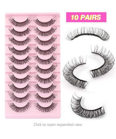 Russian D Curl Fluffy Wispy False Eyelashes - 10 Pairs Reusable 3D Faux Mink Lashes for a Natural Look | SJ27 - Buy Online on GoSupps.com