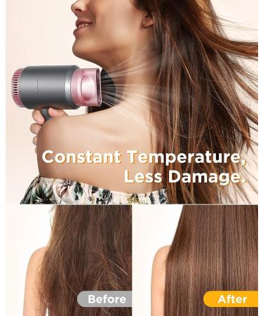 Wavytalk Ceramic Ionic Hair Dryer with Diffuser - Fast Drying & Damage Free - Lightweight Rose Pink Design - Buy Online on GoSupps.com