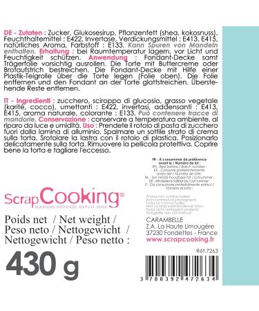 Buy Scrapcooking Rollfondant Himmelblau 36 cm - 430g Fondant for Cakes Birthdays & Parties - Perfect Light Blue Ceiling Decoration - Buy Online on GoSupps.com