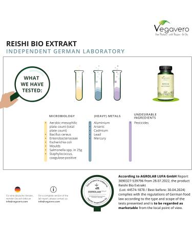 Organic Reishi Extract Vegavero | 8400mg | Ganoderma Lucidum with Polysaccharides & Beta Glucans | Mushroom Extract Powder | 90 Capsules - Buy Online on GoSupps.com