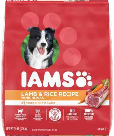 IAMS Proactive Health Minichunks Dog Food Dry Adult Lamb & Rice Recipe 13.6kg (30LB) Bag & Proactive Health Healthy Adult Dry Cat Food with Chicken 7.26kg Bag 13.6 kg (Pack of 1) Dog Food + PET_FOOD - Buy Online on GoSupps.com