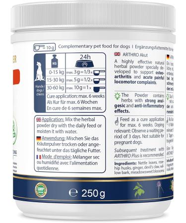 V-POINT ARTHRO Akut for dogs for joint pain osteoarthritis acute pain painful pain - devil's claw ginger willow bark (250 g) - Buy Online on GoSupps.com