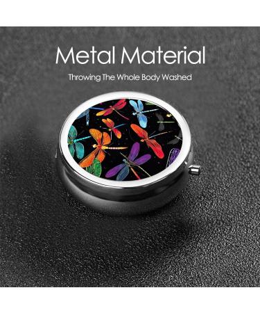 Cute Dragonfly Printed Mini Round Pill Box | 3 Compartment Medicine Organizer | Portable Travel Pill Case for Home & Office - Buy Online on GoSupps.com